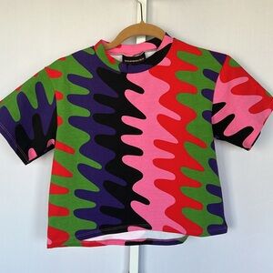 Nooworks crop top size XS rainbow squiggle